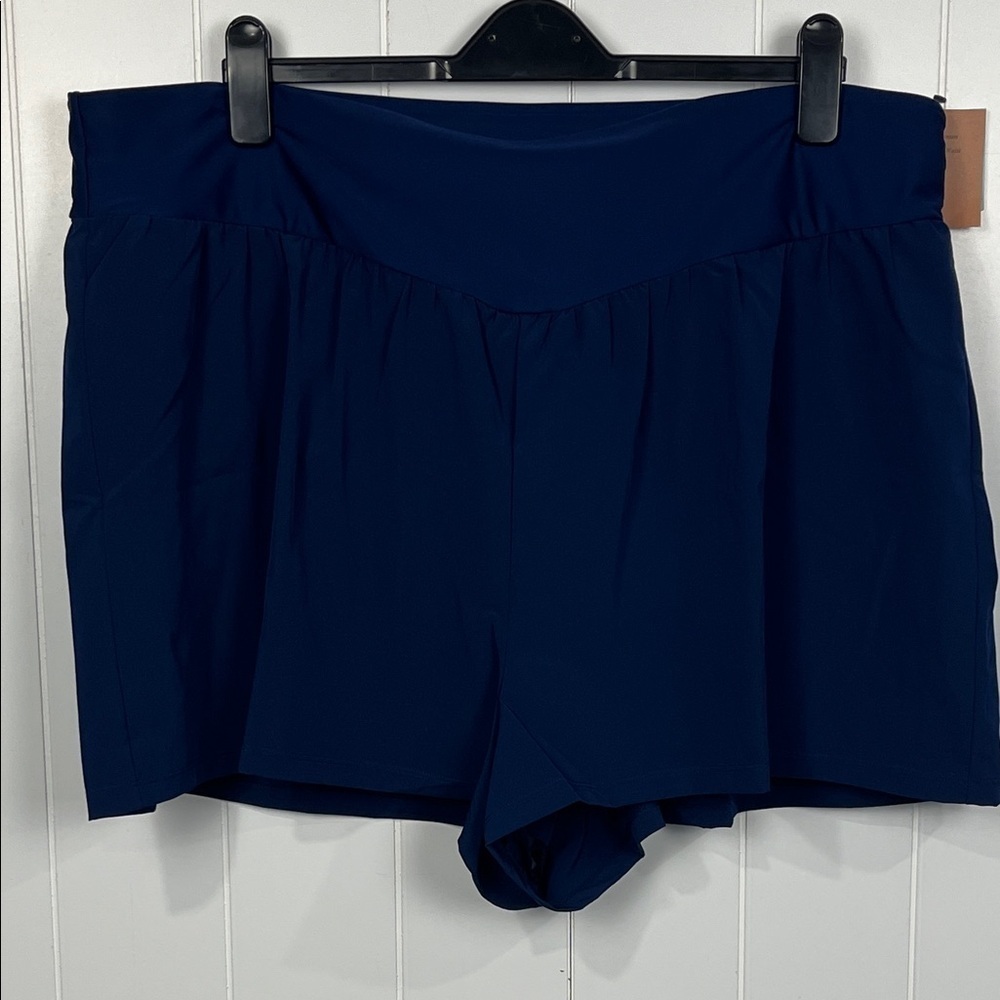 Shade & Shore Womens Swim Bottoms/Shorts 2X Navy Blue 2” Inseam High Waist NWT